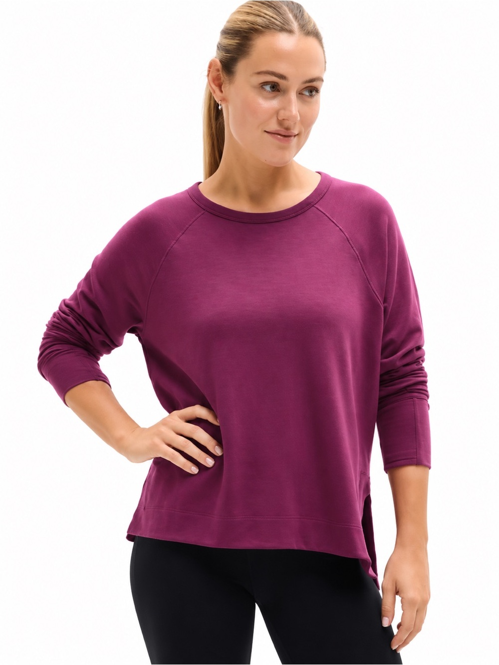Athleta NWT Coaster Luxe Recover Sweatshirt Purple Plus Size 2X